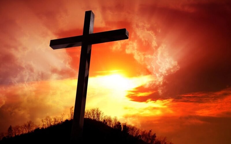 Free wooden cross sunset image