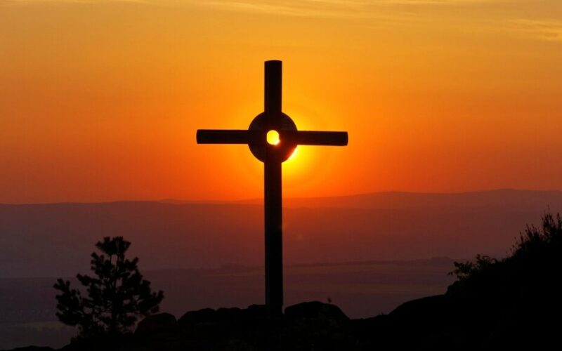 Free wooden cross sunset image